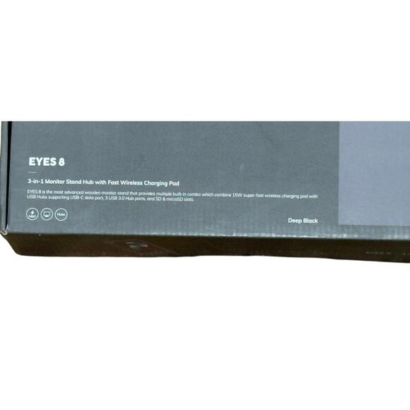 POUT Eyes8 3 in 1 Wood Monitor Stand Riser w/ USB HUB Wireless Charging Pad - Picture 9 of 9